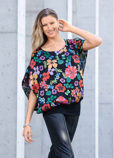 Poncho-Tunika mit eingearbeitetem Top 