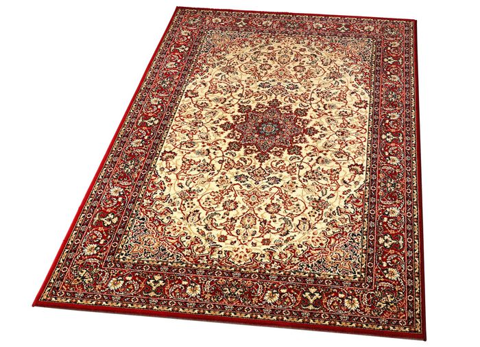 Strapazierf&auml;hige Br&uuml;cken und Teppiche mit besonders hohe Flordichte BEIGE MEDAILLON