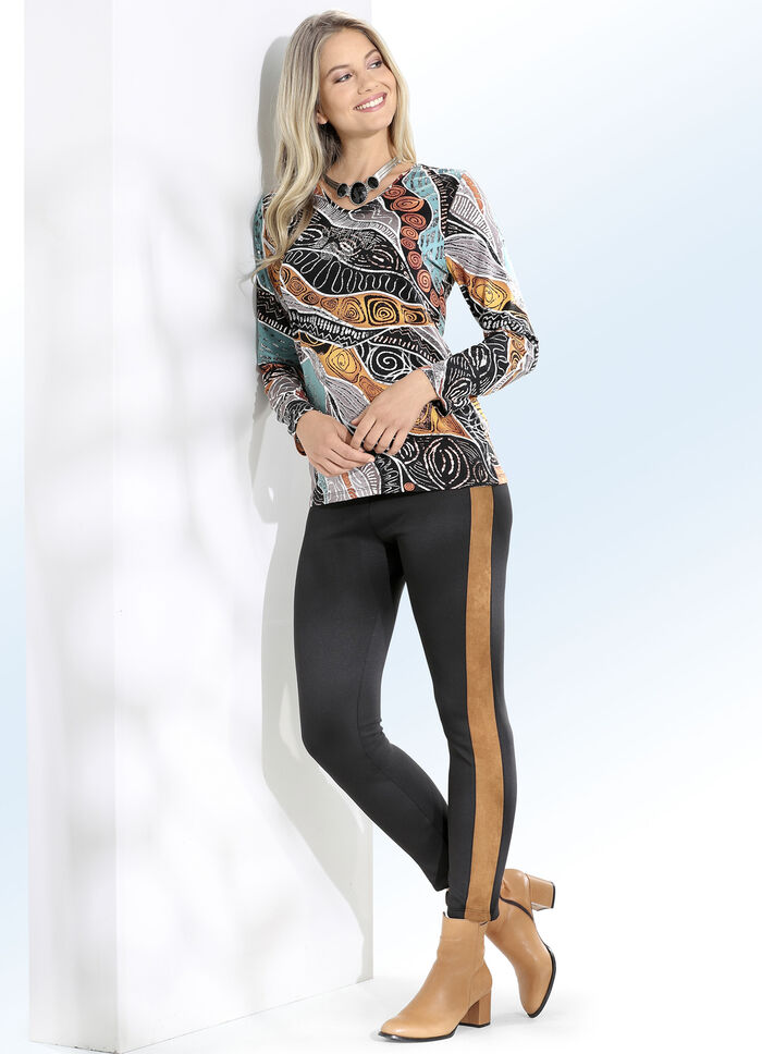 Leggings mit Verloursleder-Imitat-Eins&auml;tzen 