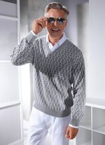 V-Pullover mit Strukturmuster in 3 Farben 