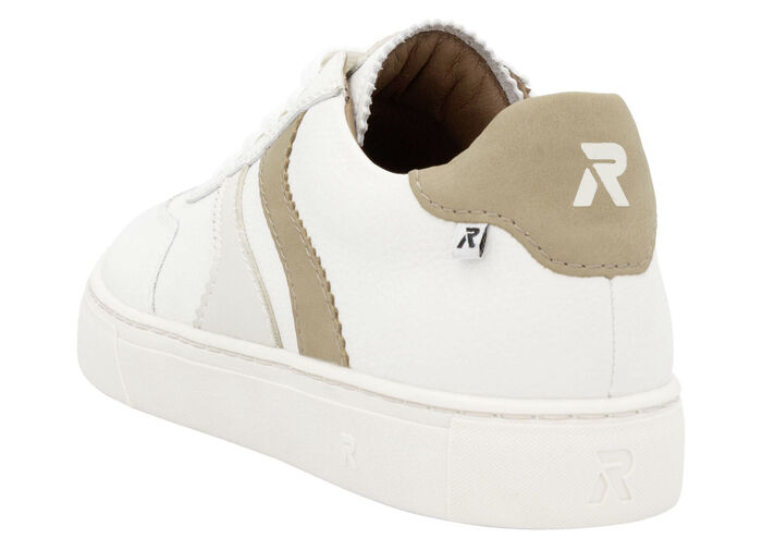 Rieker Sneaker aus weichem Nappaleder WEISS-CAMEL