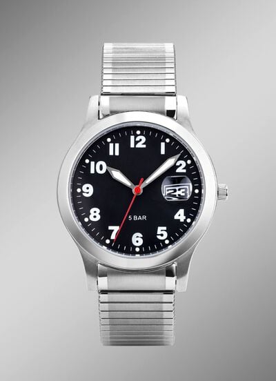 Para-Quartz-Herrenuhr mit Edelstahlzugband 