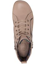 Andrea Conti Schn&uuml;r-Bootie mit reptilgepr&auml;gtem Einsatz und Zier-Rei&szlig;verschluss TAUPE