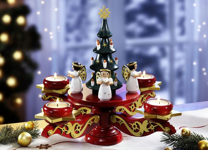 Adventsleuchter aus Holz ROT