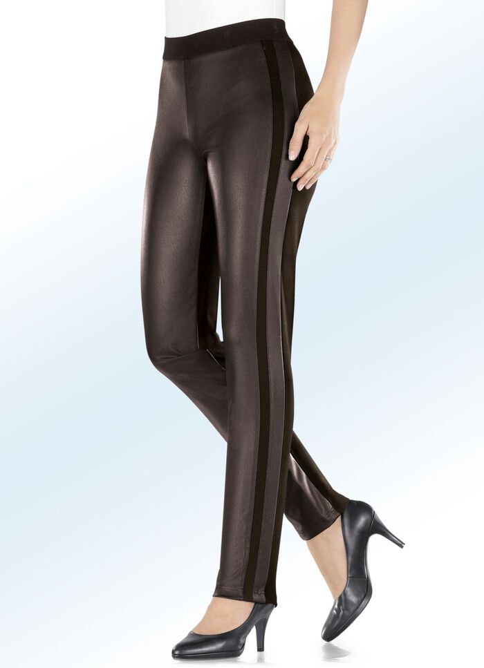 Hose im trendigen Materialmix MOKKABRAUN