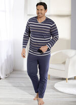 Schlafanzug mit V-Ausschnitt und garngefärbtem Ringeldessin 