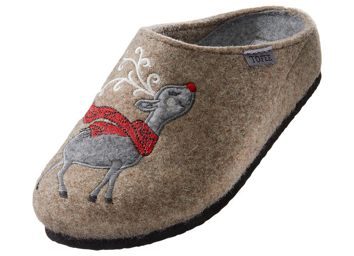 Flauschig warmer und kuscheliger Hausschuh TAUPE