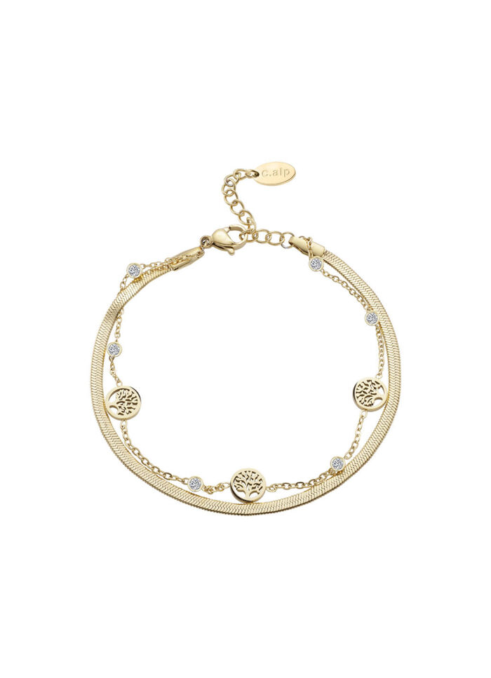 Lebensbaum-Armband aus Edelstahl mit Kristallen 