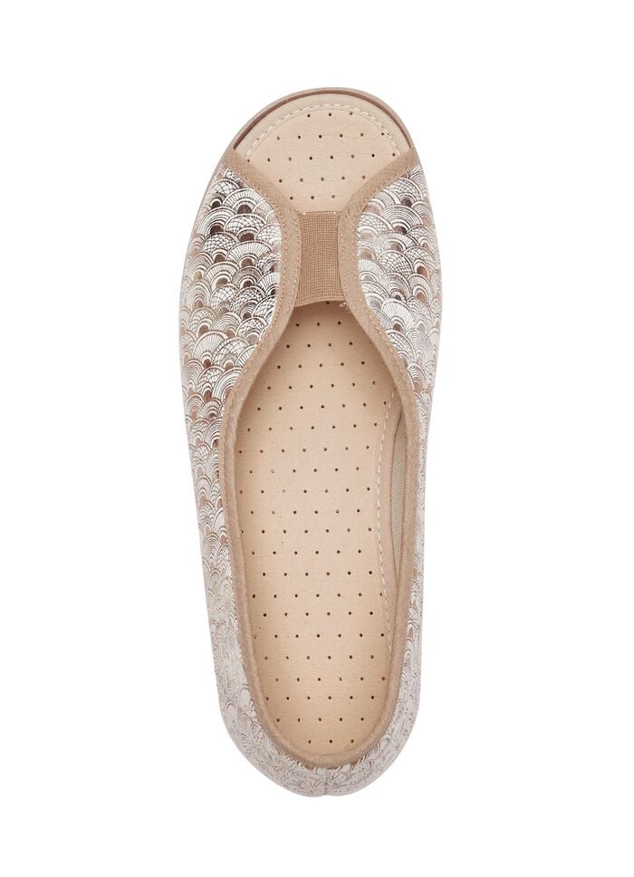 Slipper in Goldbeige aus Textilmaterial 