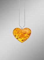 Großer Herz-Anhänger mit echt Bernstein 