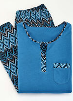 Zweierpack Schlafanzüge mit Brusttasche und Knopfleiste 1X PINK,1X BLAU