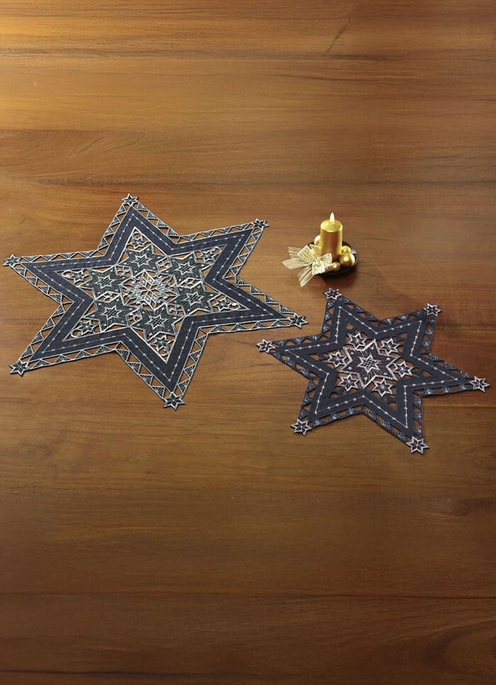 Wunderhübsch bestickte Tischdekoration ANTHRAZIT