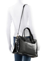 Tasche aus krokogepr&auml;gtem Synthetik SCHWARZ