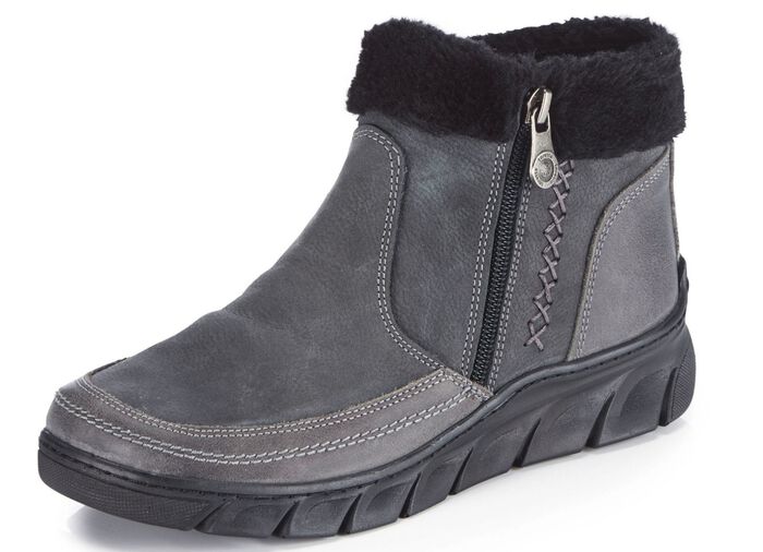 ELENA EDEN-Bootie mit schwarzem Pl&uuml;schkragen 