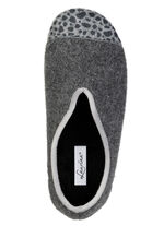 Laurina, trendige Damen-Hausschuhe, Weite H, mit Leo-Druck ANTHRAZIT-GRAU