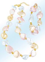 2-teiliges Schmuckset aus Muschelperle in ROS&Eacute;-WEI&szlig;-APRICOT