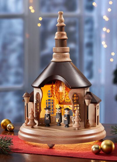 Lichterhaus Seiffener Kirche aus haupts&auml;chlich einheimischen Massivh&ouml;lzern 