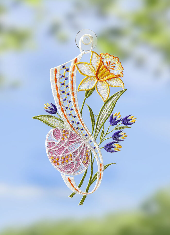 Fensterbild aus echter Plauener Spitze 