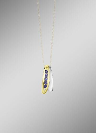 Anhänger in Bicolor mit synth. Safir 