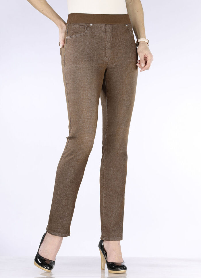 Jeans in bequemer Schlupfform COGNAC MELIERT