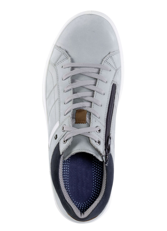 GINO GALANTE Schnürschuh aus Nubukleder mit Kontrastbesätzen HELLGRAU-BLAU