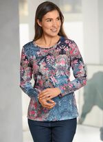 Shirt mit Alloverdruck BLAU-LACHS-MULTICOLOR