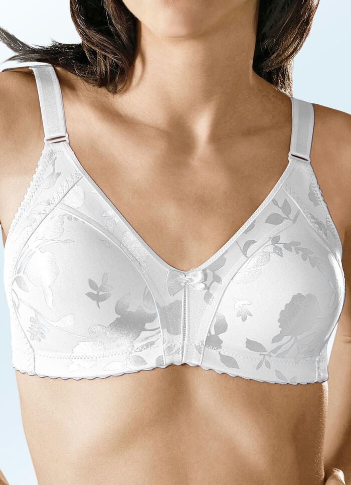 Naturana Minimizer-BH mit dezent glänzendem Floraldruck WEISS