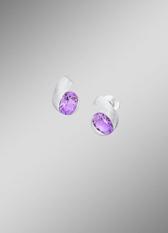 Moderne Ohrstecker mit echt Amethyst 