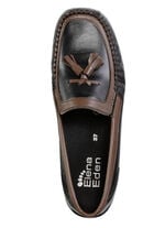 ELENA EDEN, klassische Damen-Slipper, mit herausnehmbarem Fußbett SCHWARZ-BRAUN