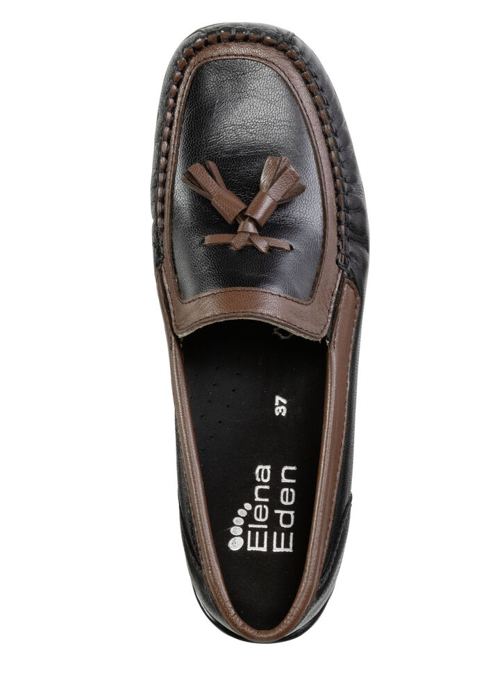 ELENA EDEN, klassische Damen-Slipper, mit herausnehmbarem Fußbett SCHWARZ-BRAUN