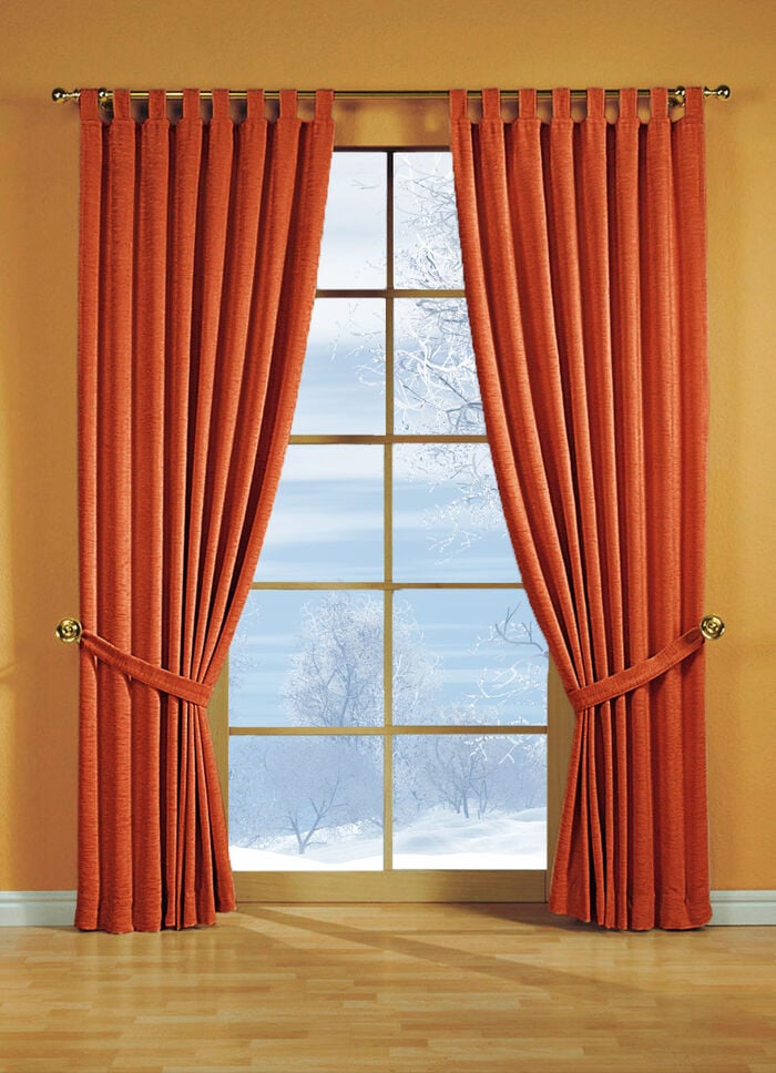 Fensterdekoration aus THERMO-CHENILLE gegen Zugluft und K&auml;lte 