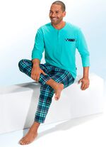 Schlafanzug aus BIO-Baumwolle, Knopfleiste, aufgesetzter Brusttasche und Karodessin 