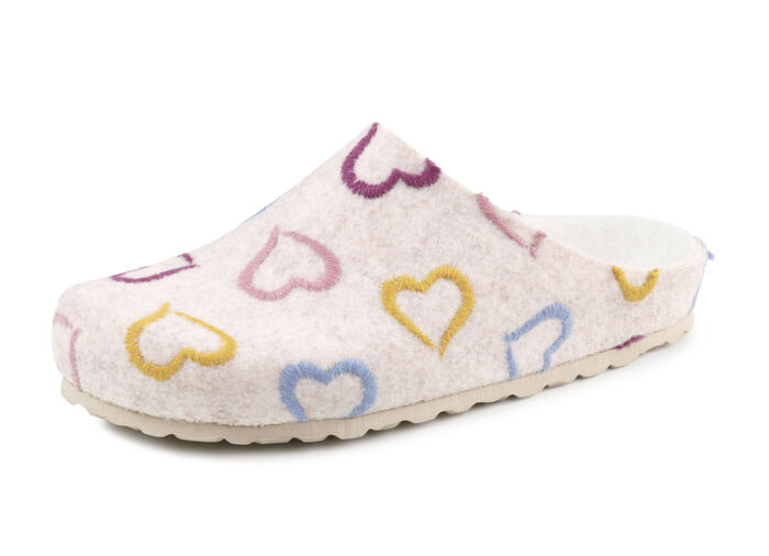 Laurina, klassiche Damen-Hausschuhe, Weite H, mit anatomisch geformtem Fußbett ECRU