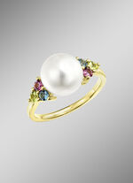 Luxuriöse Farbexplosion: Damenring mit Süßwasser-Zuchtperle und Edelsteinen 