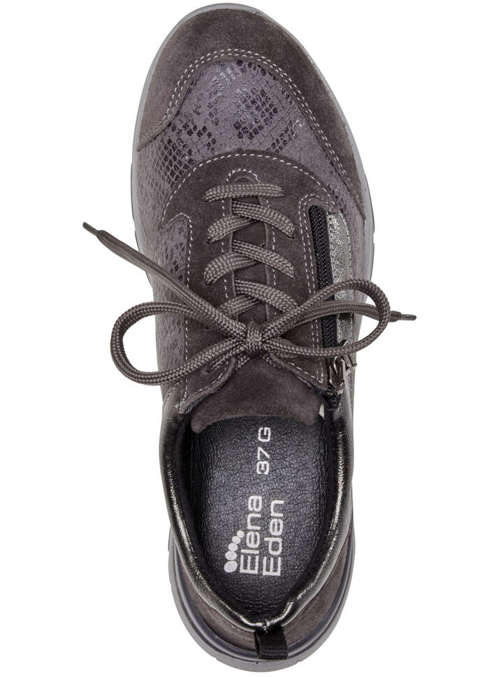 ELENA EDEN Sneaker mit gl&auml;nzend bedrucktem Elastikmaterial TORF-GRAU