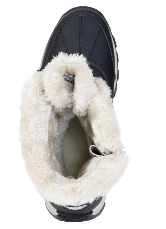 Gefütterte Damen-Stiefel, Winterschuhe, mit Reißverschluss ECRU-SCHWARZ