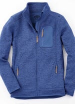 Strickfleece-Kurzjacke BLAU MELIERT