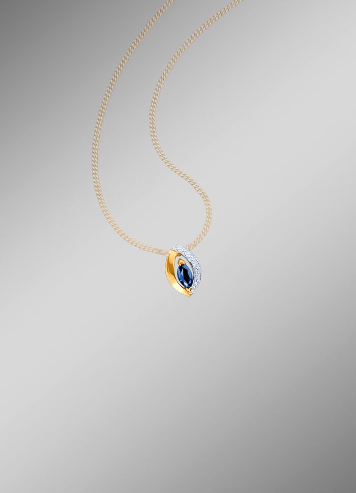 Anh&auml;nger mit Brillanten und echt Safir 