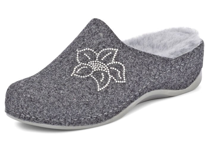 Mubb, gefütterte Damen-Hausschuhe, Weite H, mit Lammfell ANTHRAZIT