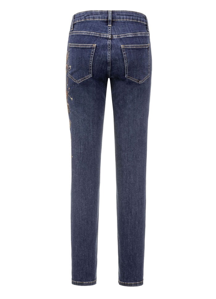 Edel-Jeans mit handbemalten, floralen Motiven 