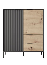 Highboard mit geriffelten Fronten SCHWARZ-EICHE