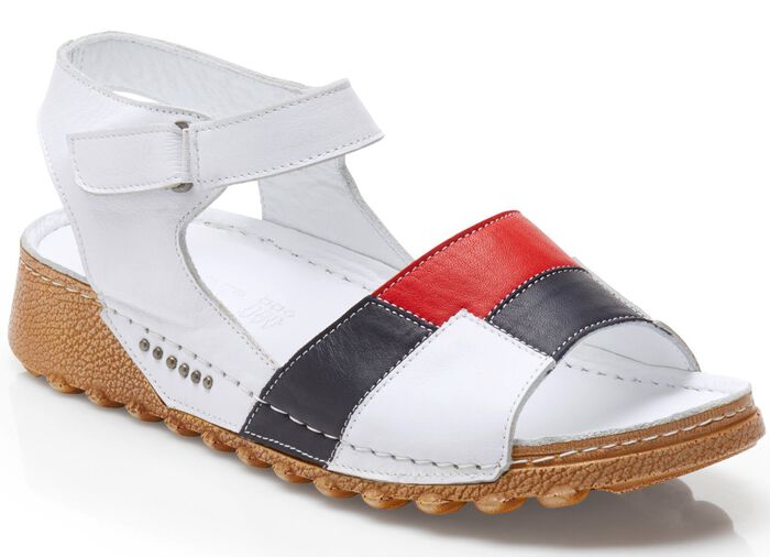 Gemini Sandale aus schattiertem Rind-Nappaleder WEISS-BLAU-ROT