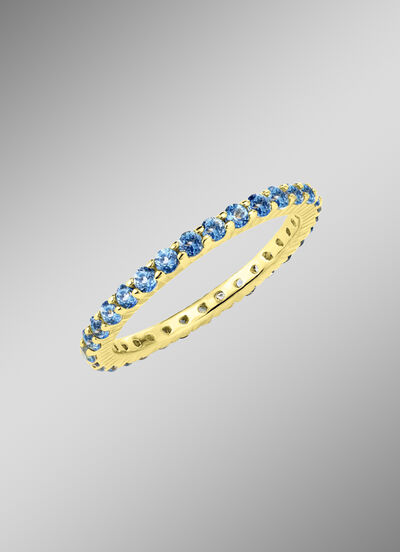 Memoire-Ring aus hochwertigem Gold mit Blautopas 