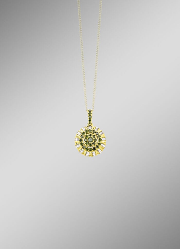 Anhänger mit Brillanten und Baguette-Diamanten 