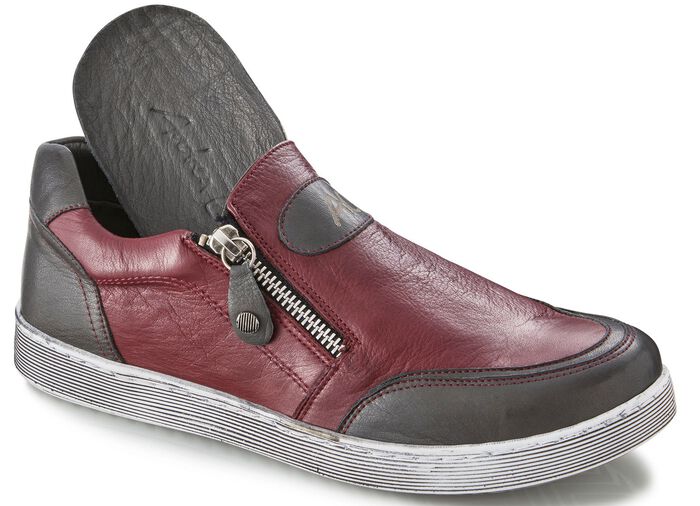 Slipper mit zwei praktischen Seitenrei&szlig;verschl&uuml;ssen BORDEAUX-GRAU