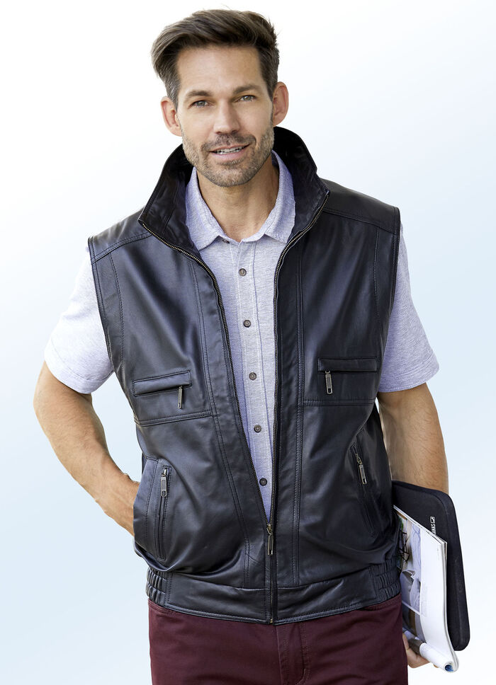 Lederweste mit drei Innentaschen 