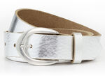 Modischer Damen-Gürtel, aus Leder, 3 cm breit SILBER