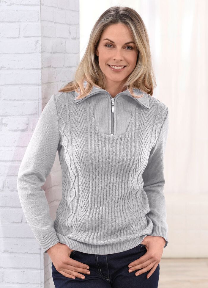 Pullover mit nachhaltig recycelter Baumwolle GRAU MELIERT