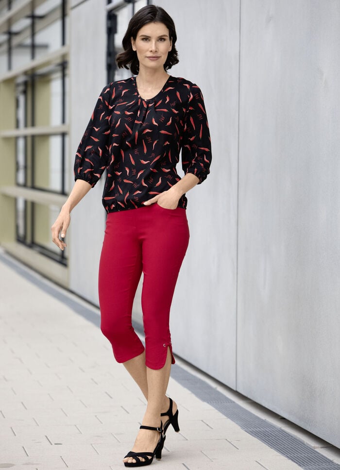 Caprihose mit abgerundeten Schlitzen an den Beinabschl&uuml;ssen 