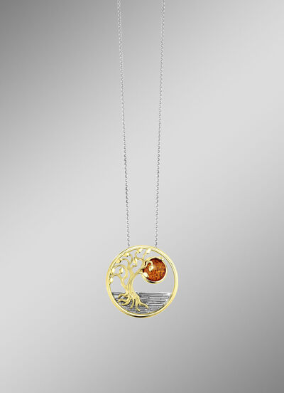Halskette in Bicolor mit Baum-Motiv 